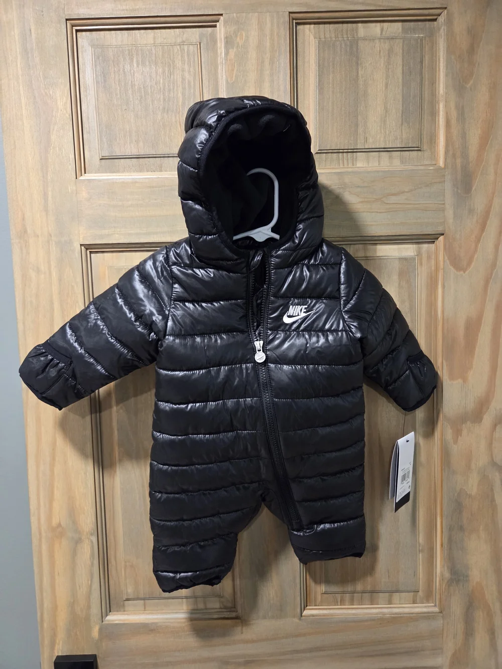 NWT Nike Black Quilted Infant One-Piece Puffer with Hood